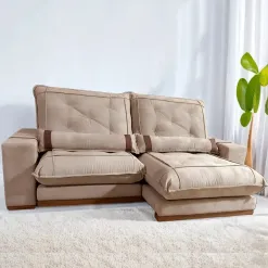 Sofa Ibiza Com Molas Ensacadas 4 Lugares Retratil E Reclinavel 250cm Tecido Veludo Zarat Foto Real