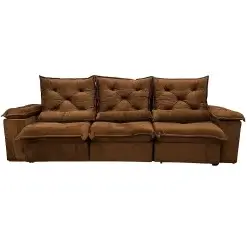 Sofa Porto Madero 5 Lugares Retratil E Reclinavel 270cm 3 Modulos Tecido Veludo Imperial Decor Marrom