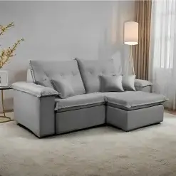 Sofa Realeza 4 Lugares Retratil E Reclinavel 250cm Tecido Veludo JC Estofados