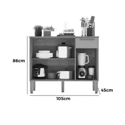 Balcao Madri 3 Portas 1 Gaveta Para Cozinha Salleto Medidas