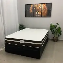Base Bau Em Corino Com Colchao Bio Classic Casal Com Molas Ensacadas Bio Flex 67x188x138cm 38198