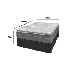 Base Bau Em Corino Com Colchao Dom Casal Com Molas Ensacadas Bio Flex 75x188x138cm 37821