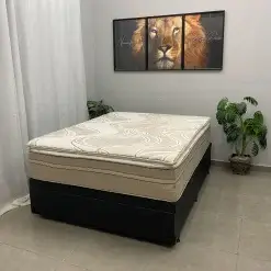 Base Bau Em Corino Com Colchao Dom Casal Com Molas Ensacadas Bio Flex 75x188x138cm 45595