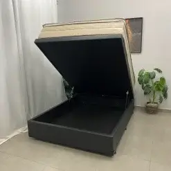 Base Bau Em Veludo Com Colchao Dom Casal Com Molas Ensacadas Bio Flex 75x188x138cm 40692