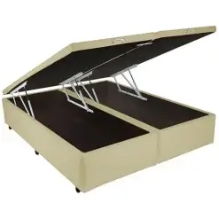 Base Bipartida Bau Universal Casal Em Veludo 43x188x138 Blindado Bege 25754