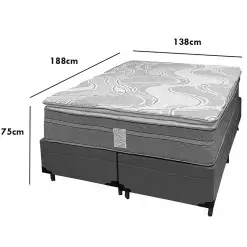 Base Bipartida Bau Em Corino Com Colchao Dom Casal Com Molas Ensacadas Bio Flex 75x188x138cm 44208