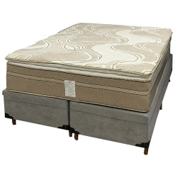 Base Bipartida Bau Em Corino Com Colchao Dom Casal Com Molas Ensacadas Bio Flex 75x188x138cm Cinza 84876