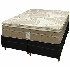 Base Bipartida Bau Em Corino Com Colchao Dom Queen Com Molas Ensacadas Bio Flex 75x198x158cm 56220