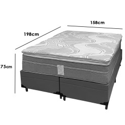Base Bipartida Bau Em Corino Com Colchao Dom Queen Com Molas Ensacadas Bio Flex 75x198x158cm 96766