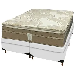 Base Bipartida Bau Em Corino Com Colchao Dom Queen Com Molas Ensacadas Bio Flex 75x198x158cm Branco 98206