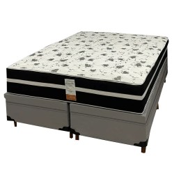 Base Bipartida Bau Em Corino Com Colchao Ortopedic Casal D33 Bio Flex 73x188x138cm Cinza 67276