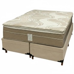 Base Bipartida Bau Em Veludo Com Colchao Dom Casal Com Molas Ensacadas Bio Flex 75x188x138cm Bege 94568