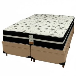 Base Bipartida Bau Em Veludo Com Colchao Ortopedic Casal D33 Bio Flex 73x188x138cm Bege 67482