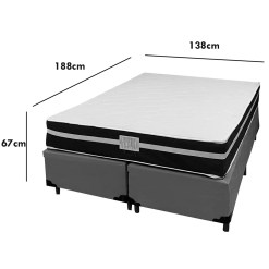 Base Bipartida Em Corino Com Colchao Bio Classic Casal Com Molas Ensacadas 67x188x138 Bio Flex 82366