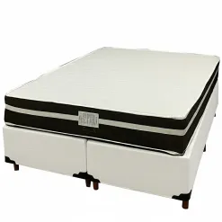 Base Bipartida Em Corino Com Colchao Bio Classic Casal Com Molas Ensacadas 67x188x138 Bio Flex Branco 61969
