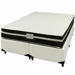 Base Bipartida Em Corino Com Colchao Bio Classic Queen Com Molas Ensacadas 67x198x158cm Bio Flex Branco 96640