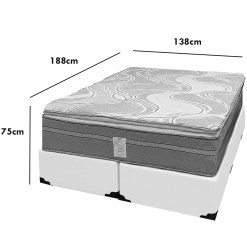 Base Bipartida Em Corino Com Colchao Dom Casal Com Molas Ensacadas 75x188x138 Bio Flex 56469