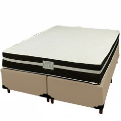 Base Bipartida Em Veludo Com Colchao Bio Classic Casal Com Molas Ensacadas 67x188x138 Bio Flex Bege 13200