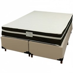 Base Bipartida Em Veludo Com Colchao Bio Classic Queen Com Molas Ensacadas 67x198x158cm Bio Flex Bege 40793
