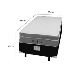 Base Em Corino Com Colchao Airflex Solteiro Com Molas Ensacadas 67x188x88cm Bio Flex 69543