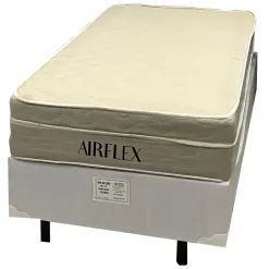 Base Em Corino Com Colchao Airflex Solteiro Com Molas Ensacadas 67x188x88cm Bio Flex Branco 99228