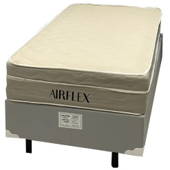 Base Em Corino Com Colchao Airflex Solteiro Com Molas Ensacadas 67x188x88cm Bio Flex Cinza 19414