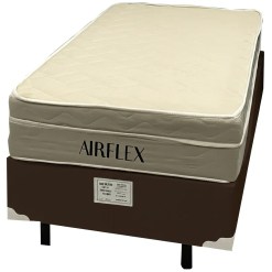 Base Em Corino Com Colchao Airflex Solteiro Com Molas Ensacadas 67x188x88cm Bio Flex Marrom 18981
