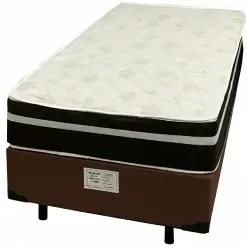 Base Em Corino Com Colchao Bio Classic Solteiro Com Molas Ensacadas 67x188x88cm Bio Flex Marrom 30695