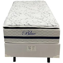 Base Em Corino Com Colchao Blue Solteiro Molas Pocket E Pillow Top 69x188x88cm Paropas Branco 88584