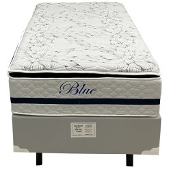Base Em Corino Com Colchao Blue Solteiro Molas Pocket E Pillow Top 69x188x88cm Paropas Cinza 69063
