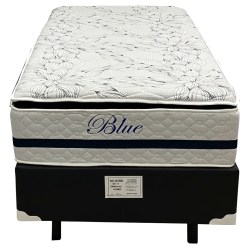 Base Em Corino Com Colchao Blue Solteiro Molas Pocket E Pillow Top 69x188x88cm Paropas Preto 48934
