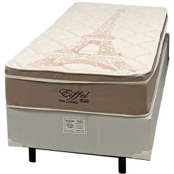 Base Em Corino Com Colchao Eiffel Solteiro Com Molas Ensacadas 63x188x88cm Anjos Branco 15048