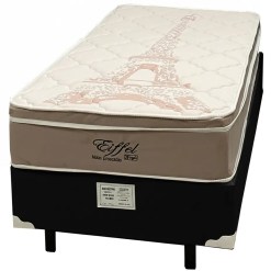 Base Em Corino Com Colchao Eiffel Solteiro Com Molas Ensacadas 63x188x88cm Anjos Preto 38865