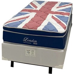 Base Em Corino Com Colchao London Solteiro Com Molas Superlastic 63x188x88cm Anjos Branco 65102