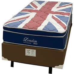 Base Em Corino Com Colchao London Solteiro Com Molas Superlastic 63x188x88cm Anjos Marrom 24945