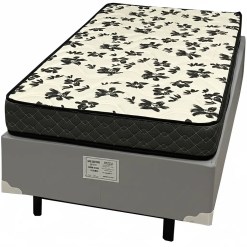 Base Em Corino Com Colchao Pasquale Wave Solteiro D33 Paropas 54x188x88cm Cinza 61535