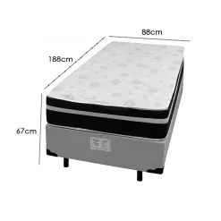 Base Em Veludo Com Colchao Bio Classic Solteiro Com Molas Ensacadas 67x188x88cm Bio Flex 41940