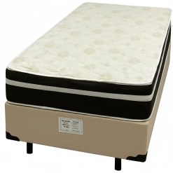 Base Em Veludo Com Colchao Bio Classic Solteiro Com Molas Ensacadas 67x188x88cm Bio Flex Bege 10483