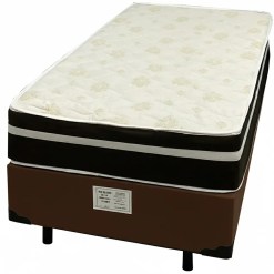 Base Em Veludo Com Colchao Bio Classic Solteiro Com Molas Ensacadas 67x188x88cm Bio Flex Marrom 25377