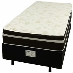 Base Em Veludo Com Colchao Bio Classic Solteiro Com Molas Ensacadas 67x188x88cm Bio Flex Preto 63540