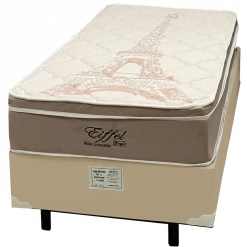 Base Em Veludo Com Colchao Eiffel Solteiro Com Molas Ensacadas 63x188x88cm Anjos Bege 71701