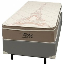 Base Em Veludo Com Colchao Eiffel Solteiro Com Molas Ensacadas 63x188x88cm Anjos Cinza 62602
