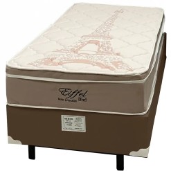 Base Em Veludo Com Colchao Eiffel Solteiro Com Molas Ensacadas 63x188x88cm Anjos Marrom 62913