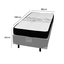 Base Em Veludo Com Colchao Pasquale D45 Solteiro 60x188x88cm Paropas 86062