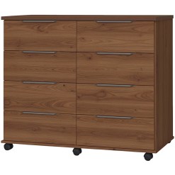 COMODA ATHENAS 8 GAVETAS COM RODIZIOS RUD RACK CEDRO