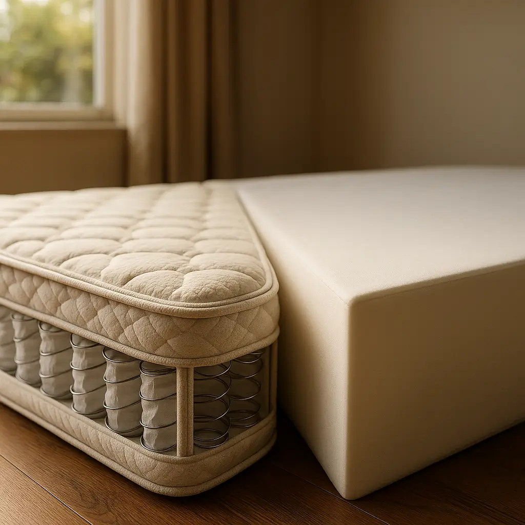 Colchão de mola ou espuma: qual escolher, comparação de colchão de molas e colchão de espuma lado a lado