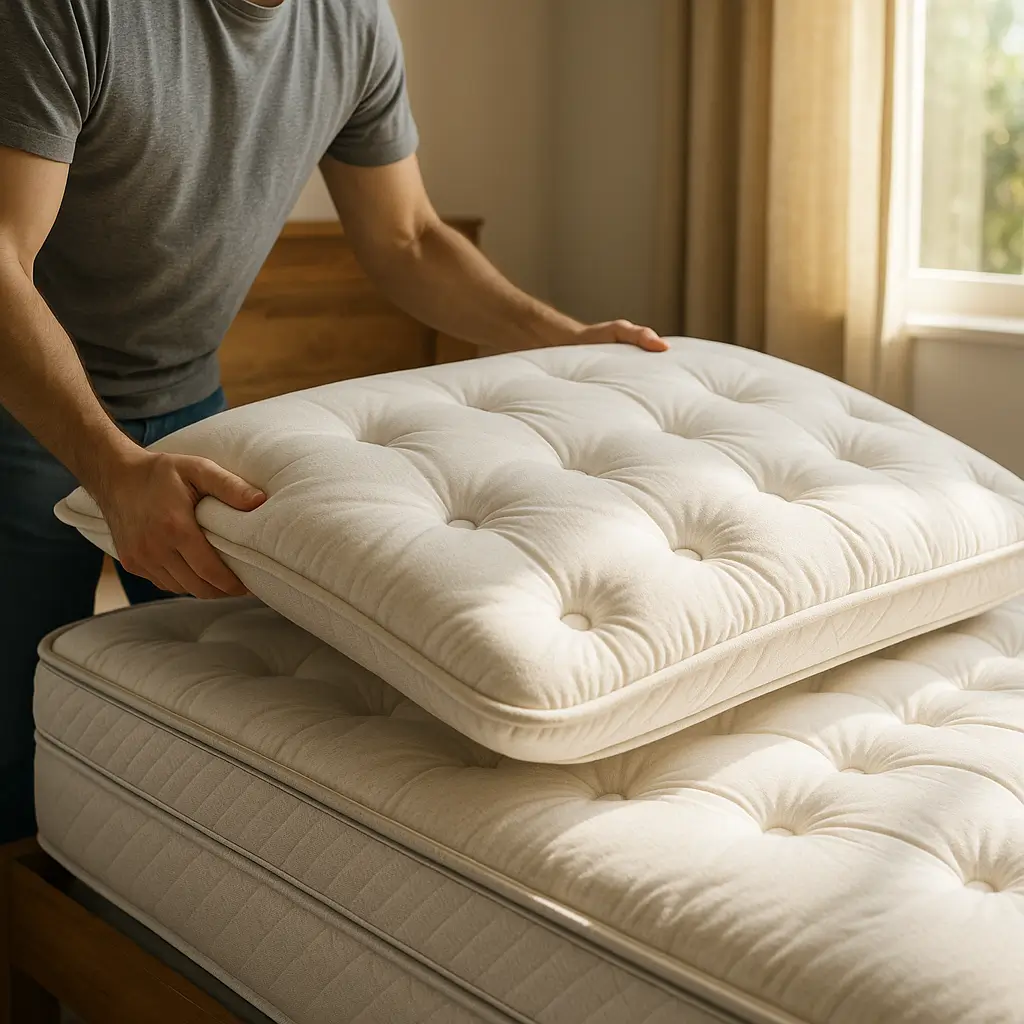 Colchão precisa virar: quando girar e quando não, mãos virando pillow top do colchão