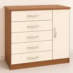 Comoda Itaipu Com Sapateira 5 Gavetas 1 Porta Primicia Cinamomo Off White