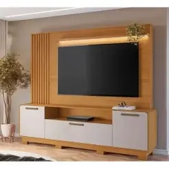 Estante Apego Para Tv Ate 65 Polegadas Ripado Com Led 3 Portas Jcm 20686