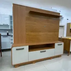 Estante Apego Para Tv Ate 65 Polegadas Ripado Com Led 3 Portas Jcm 97779